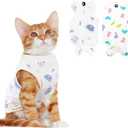 2 PCS Cat Recovery Suit for Spay Abdominal Wounds Cat Onesie for Cats After Surgery Recovery Suit Female Breathable E-Collar Alternative Kitten Onesie Anti Licking Small