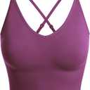 Design by Olivia Women's Casual Seamless Padded Workout Sports Bra Cami Cropped Yoga Tank Top with Adjustable Straps (Plum) SM