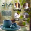 2 x 4-in-1 Palo Santo Holder, Sage & Incense Stick Burner  Ceramic White Ash Catcher Tray for Meditation, Yoga, Smudging & Spiritual Cleansing  Incense Holder for Sticks & Sage (Blue)