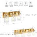 4-Light Bathroom Light Fixtures, Brushed Gold Vanity Light with Cylinder Clear Glass Shade, Modern Vanity Lighting Fixtures Over Mirror, VL143-BG-4