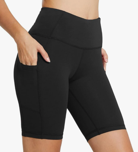 baleaf Women's 8"/ 5"/ 3" Biker Shorts High Waist Yoga Workout Gym Running Volleyball Spandex Shorts with Pockets L