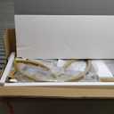 GiftGo Narrow Sofa Table 47.2 Inch, Industrial Sofa Table Behind Couch, Vintage Entry Console Table with Storage for Entryway, Living Room, Foyer, Elegant Design (White and Gold, 47.2)