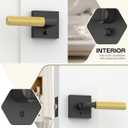 Amerdeco 3 Pack Privacy Door Handles, Black and Brushed Gold Interior, Knurled Lever, Heavy Duty for Bedroom and Bathroom, Reversible Keyless for Right & Left Side AM0021