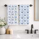 Blue and White Chinoiserie Bow Easter Egg Bunny Kitchen Towels 16x24 in Set of 2, Spring Cute Easter Rabbit Decorative Hand Towels for Bathroom Kitchen, Grandmillennial Decor Dish Tea Towel