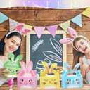 Skyygemm 50 Pcs Easter Treat Boxes Bunny Favor Boxes with Handle Rabbit Shape Basket Candy Cookies Case for Home Easter Party Favor Decorations Supplies