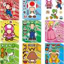 24 Sheets 5.8x4.4 DIY Make a Face Mario Stickers for Teens, Make Your Own Mixed & Matched with 8 Designed Characters(3 of Each) Sticker for Birthday Party Supplies Favors Class Reward (Mario)