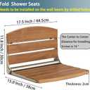 17.5" Folding Shower Seat Wall Mounted,Foldable Shower Bench,Fold Down Shower Seat,Folding Shower Seat Bench,Wall Mount Shower Seat Bench Chair (Teak)