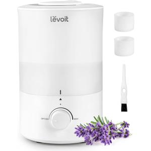 LEVOIT Humidifiers for Bedroom, Quiet (3L Water Tank) Cool Mist Top Fill Essential Oil Diffuser with 25Watt for Home Large Room, 360 Nozzle, Rapid Ultrasonic Humidification for Baby Nursery and Plant (White)