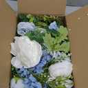 DearHouse 2Pcs Artificial Peony Flower Garland - Silk Peony Garland with Purple White Flowers for Wedding Party Table Decoration,6ft/Strand(White& Blue&Dark Blue)