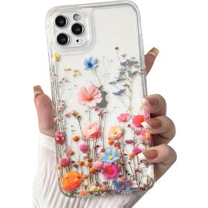 NITITOP Compatible with iPhone 11 Pro Max Case Clear Cute Lovely Vintage Floral Flowers Pattern for Girls Women Soft TPU Transparent Shockproof Protective Phone Cover - Plant2