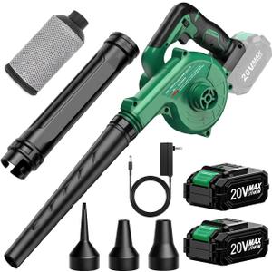 K I M O. Cordless Leaf Blower Vacuum Combo 4 in 1, 3 Nozzles &3 Modes for Inflation & Deflation, Extended Tube & Variable Speed, 20000RPM 150MPH, 2x2000mAh Battery Powered Leaf Blowers for Lawn Care