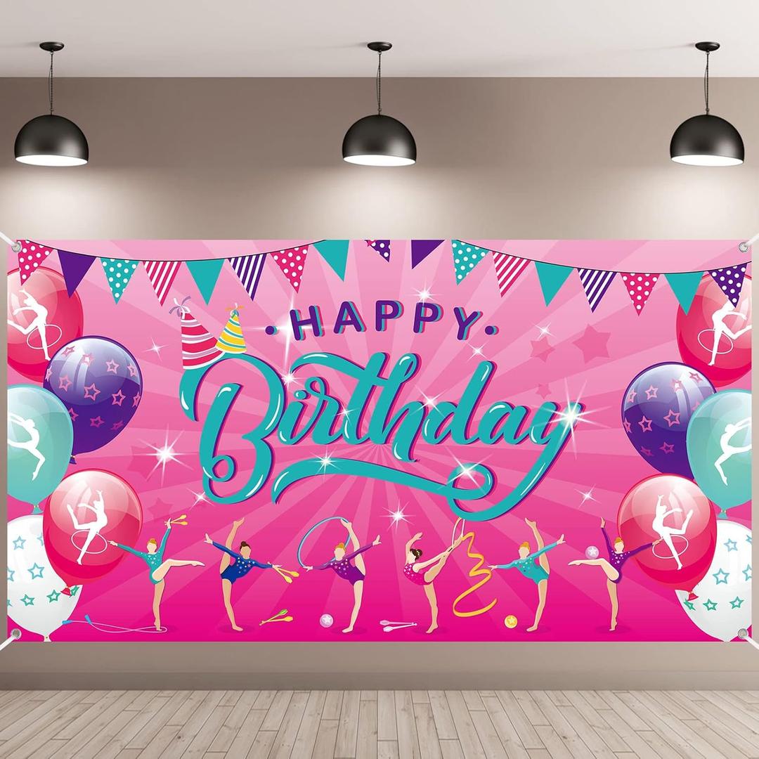 Gymnastics Birthday Party Decorations Gymnastics Photography Backdrops for Birthday Baby Girl Shower Party Supplies