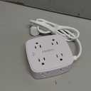 6 Ft Surge Protector Power Strip - 8 Widely Outlets with 4 USB Ports, 3 Side Outlet Extender with 6 Feet Extension Cord, Flat Plug, Wall Mount, Desk USB Charging Station, ETL,White