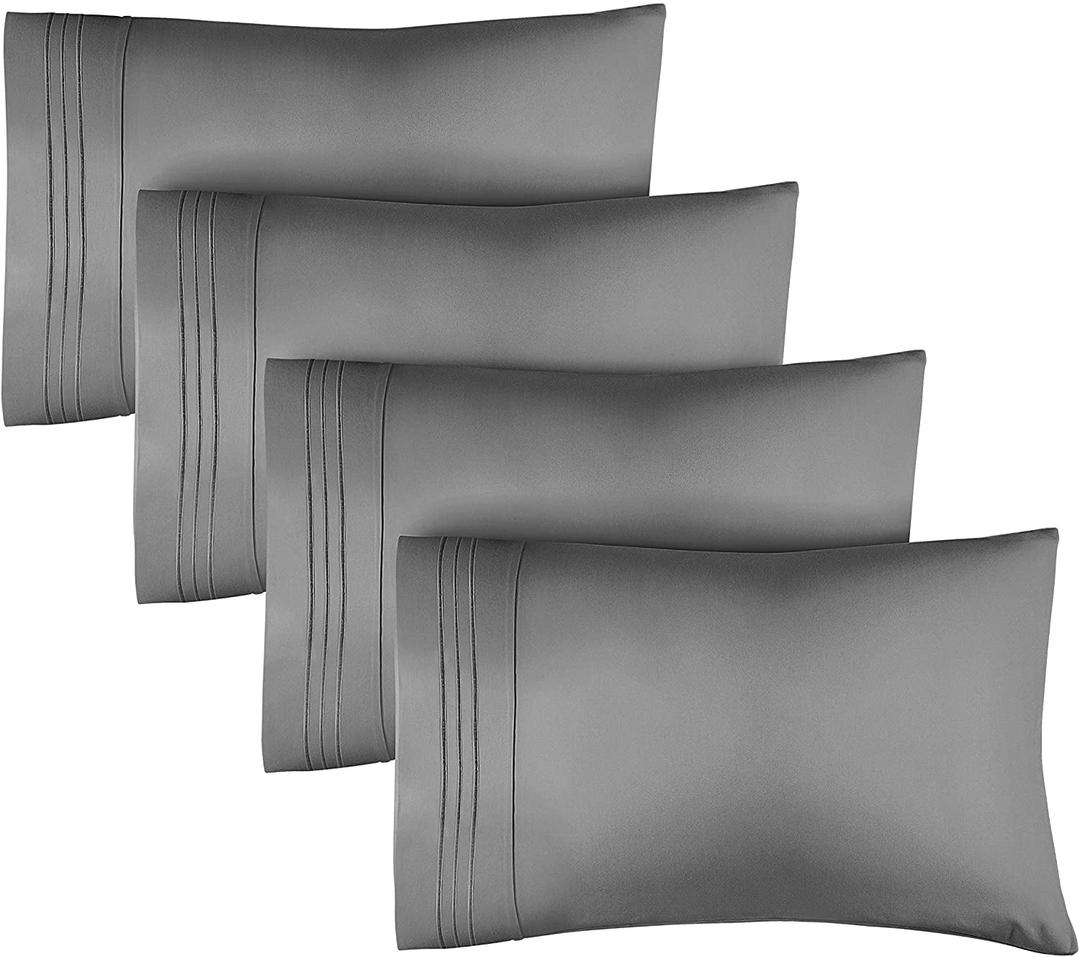 CGK Linens Pillow Case 4 Pack Gray 20x30 In