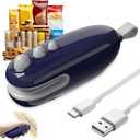 Mini Bag Sealer, 2026 New 2 in 1 Mini Bag Sealer with Cutter and Magnet, Portable Handheld 2 in 1 Rechargeable Plastic Bags Snack Sealer (1, Blue)