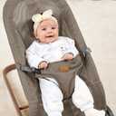 Foldable Baby Bouncer, Baby Bouncer Seat with 3 Adjustable Heights, Portable Newborn Rocker, Ergonomic Bouncer Seat for Natural Bounce, Bouncer for Babies 0-6 Months, Breathable Mesh (Light Brown)