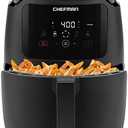 Chefman Air Fryer 6 Quart Compact Airfryer for Quick & Easy Meals in Minutes, Features Hi-Fry Technology for Extra Crisp, Touchscreen Controls with 4 Presets, Nonstick & Dishwasher Safe Basket - Black