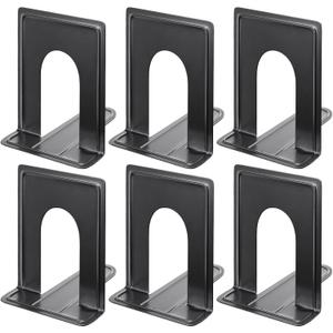 MaxGear 8.5 in Extra Large Heavy Duty Metal Book Ends, Classic Black Premium Bookends for Shelves, Non-Skid Bookend, Book Stopper for Books/Movies/CDs/Games, 8.5 x 5.9 x 7.8 in,3 Pairs
