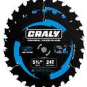 CRALY 5-1/2 Inch 24 Teeth Wood Cutting Framing Circular Saw Blade, 10mm Arbor, Carbide Tipped, Thin Kerf, Black Ice Coating, for Plywood, MDF, OSB, Laminated, 2-Pack(C05524FR-2B)