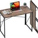 Coavas Folding Desk 31.5 inch Foldable Small Portable Computer Desks, Spaces Saving Writing Sturdy Table for Bedroom, Home Office, Dorm, Apartment, Pre Assembled, Brown
