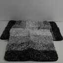 Arotive Bathroom Rugs Sets 2 Piece, Soft Absorbent Microfiber Bath Mats and U-Shaped Contour Toilet Rug, Non-Slip Machine Washable Dry Bath Mats for Bathroom, 30x20 and 24x20, Black (30" x 20" + 24" x 20")