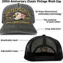 250th Anniversary USA Hat Retro Embroidered Baseball Cap Adjustable Mesh-Back Trucker Hat for Men Women