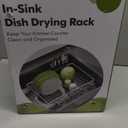 JASIWAY Dish Drying Rack in Sink, Over The Sink Colander Strainer Basket, Stainless Steel Strainer Basket with Expandable Rubber Grip Handles for Vegetables, Fruits, Home Kitchen Essentials, Black