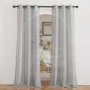 NICETOWN Semi Sheer Grey Curtains 84 inches Long, Grommet Linen Weave Semi Sheer Window Drapes Privacy with Light Filtering for Living Room/Bedroom, W36 x L84, 2 Panels