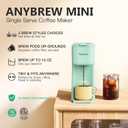 Tastyle Mini Hot and Iced Coffee Maker Single Serve, for K Cup and Ground, 6 to 14 Oz Brew Sizes, with Recipe Book, for Home, Travel, RV, Office and Dorm, Mint
