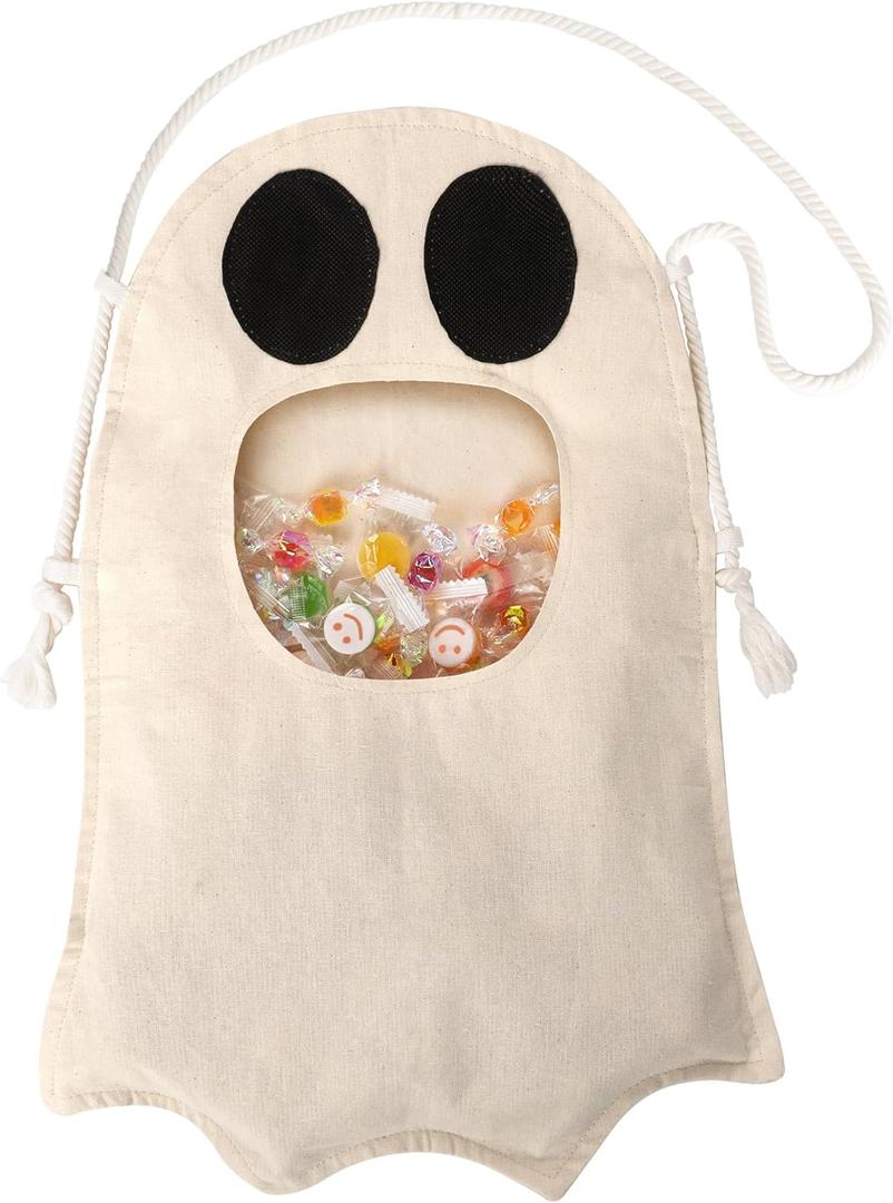 Halloween Trick or Treat Tote Bags for Kids, Halloween Reusable Ghost Candy Bag, Halloween Buckets and Baskets for Trick or Treating, Bolsitas Para Dulces De Halloween, Cute Halloween Costume