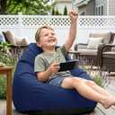 Outdoor Kids Bean Bag Chair - Small Beanbag Sofa with Shredded Foam Filling, Splash-Proof Detachable Zipper Cover with a Handle for Patio Poolside Relaxing, Navy