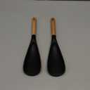 VOVOLY Cooking Spoon for Nonstick Cookingwares, Silicone Spatula Spoon for Mixing, Scoop, and Scrape, (Black-2 pack, 11.4'')