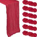 6 Pack Red Cheesecloth Table Runner 10Ft Gauze Cheese Cloth Table Runner 35x120 Inch Boho Sheer Rustic Fabric for Party Decor Baby Shower Summer Wedding Centerpiece Home Table Decorations