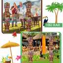 12 Pcs Luau Party Decorations Tiki Totem Pole Decor Column Card Stock 68.8 Inch Height Three Dimensional for Hawaiian Luau Birthday Party Home Outdoor Indoor Tropical Theme Decor (4 Sides)