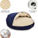 AmazonBasics Pet Cave Bed for Dogs and Cats, with Removable Nesting Cave Cover, Fits up to 30lbs Pets, 35 x 35 x 13 inches, Blue