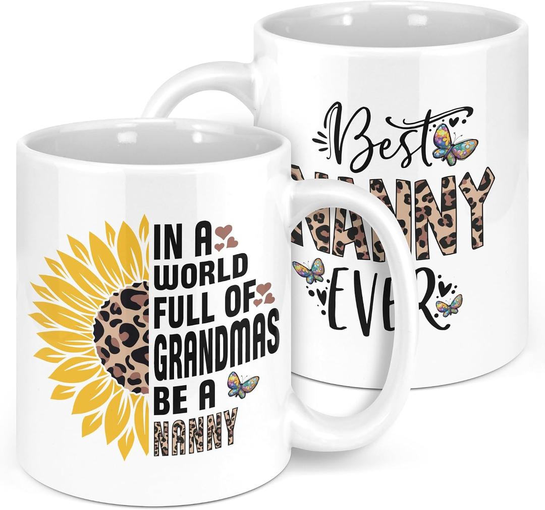 Nanny Gifts Christmas from Grandchildren 11oz Mug, Mothers Day Gifts for Nanny, Grandma Birthday Gift Ideas, Best Nannies Ever Coffee Mug