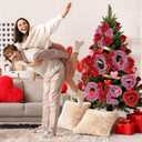 Soulchen 4 Pcs 13.78 Inch Valentine's Day Tree Decorations Large Heart Glitter Tinsel Ornaments Love XOXO Valentine Heart Tree Topper Red Pink Metallic Foil Wreath for Party Door Wall Indoor Outdoor