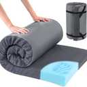 HOMBYS Memory Foam Camping Mattress Pad,Portable Sleeping Pad for Adult,Waterproof Cot Mattress,Roll Up Floor Mattress,Foldable Backpacking Travel Bed for Hiking,Guest Bed 20x52 Inches