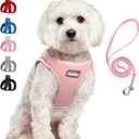 PetiFine Step in Small Dog Harness and Leash Set, Breathable All Weather Air Mesh Reflective Escape Proof, Step-in Vest Harnesses for Puppy(S, Pink) (S | Neck: 12.6''-13.8'' Chest:16.1''-17.7'' |)