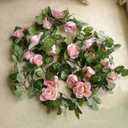 EdricShop 90cm Artificial Silk Rose Garland Fake Flower Ivy Vine Leaf Garland Plants 2 Bunches for Home Decor Wedding Arch Flowers - (Color: Pink)