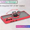 is specially designed for Samsung Galaxy A52(5G) Anti-Scratches,anti-fingerprint, built-in 360 rotating ring bracket solid and durable magnetic car phone case, suitable for 6.5inches Women-Red