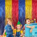 2 x Paw Birthday Decorations, 2 Pack Blue Gold Red Foil Fringe Curtains Streamers for Cartoon Animal Birthday Dog Party Supplies Backdrop House Doorway Room Decor