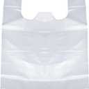 Plastic T-Shirt Bags with Handles,18.5 Inch x 11.8 Inch, 150 Pcs Clear Grocery Bags, Reusable Supermarket Shopping Bags
