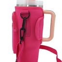 Water Bottle Carrier with Strap for Stanley 40 oz Tumbler, Personalized Initial ID Name Stanley Bag with Phone Pocket, Adjustable Strap, Stanley Cup Accessories (Hot Pink), Letter J