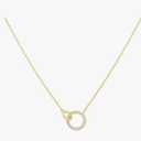 Heart Plated Minimalist Layered Necklace for Women, Adjustable 16-18" Chain, Eternity Circle Necklace with Interlocking Pendant, Gold Layered Necklace