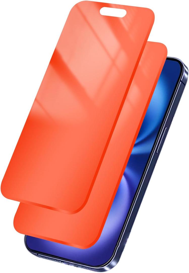 2 x 2 Pack for iPhone 16 Privacy Screen Protector Tempered Glass 6.1 inch Private Protective Film Anti-Blue Light Anti Spy No Bubble Simple Assembly Gradient Red Orange