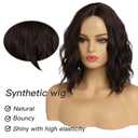 simkaylee Dark Brown Wavy Wigs for Women 14 Inch Short Shoulder Length Middle Part Curly Wavy Bob Wig Natural Looking Synthetic Heat Resistant Fiber Wig for Daily Party Use