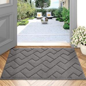 hicorfe Indoor Doormat, Odor-Free Door mat, Non Slip Door Mats 20"x32.5" Absorbent Resist Dirt Entrance Inside Floor Mats for Entryway Washable Low-Profile (Grey)