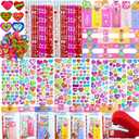 28 Pack Valentines Day Gifts for Kids - Valentine's Day Party Favors for School Exchanges Gifts with Erasers, Pencils, Stickers and Rulers, Valentine's Day Stationery Set with Gift Card