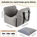 Dog Car Seat for Small/Medium Dogs.Water Repellent with Storage Pockets.Doubles as a Pet Travel Bed for Dogs Up to 40 lbs. Machine Washable Dog Carrier- Gray French Bulldog